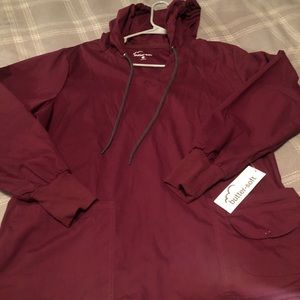 Long sleeve scrub top hoodie. Color wine. Beautiful and comfortable. Fitted